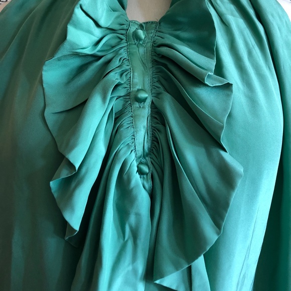 Jonesy blouse emerald silk ruffle blouse Anthropologie XS - Picture 3 of 6